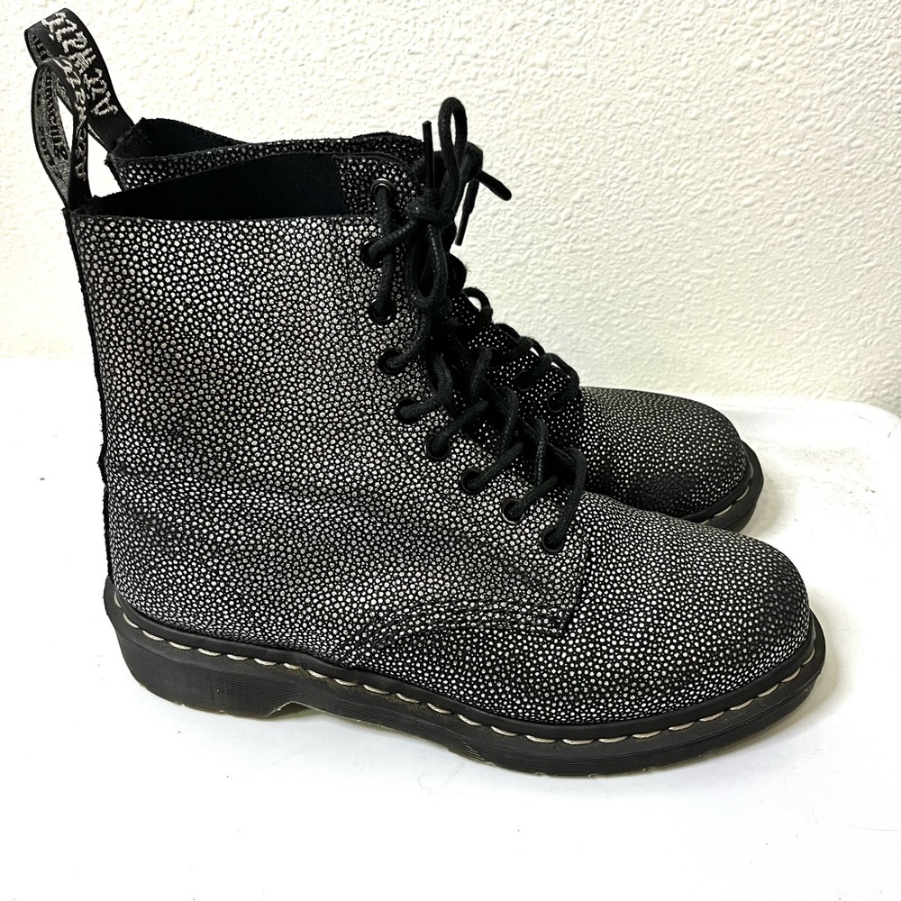 Black Glitter Lace-Up Boots
